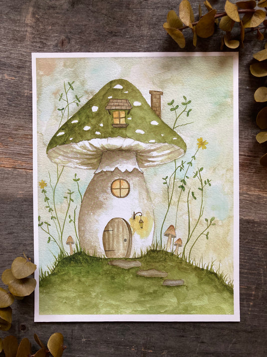 Green Mushroom Print