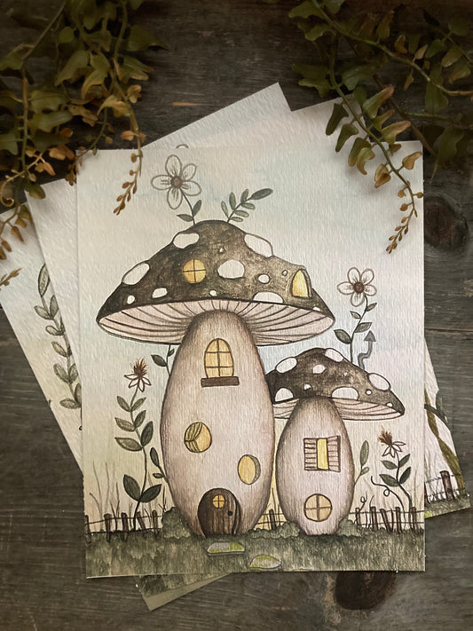 Faery Mushroom House 8x10 print