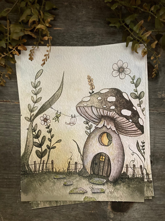 Faery Mushroom House 8x10 print