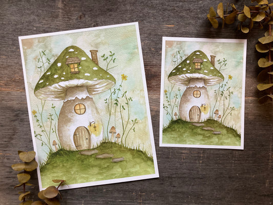 Green Mushroom Print